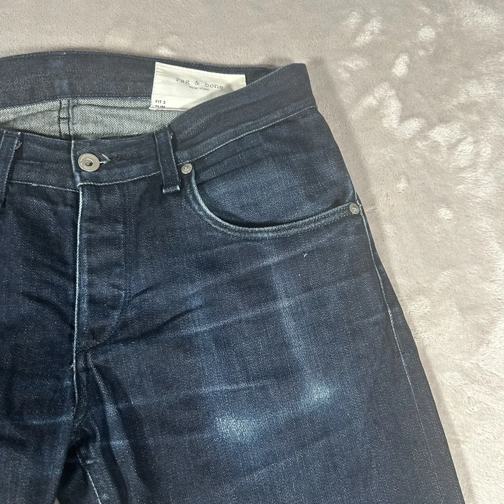 Rag & Bone Selvedge Jeans Mens 31x33 Blue Dark Wash Fit 2 Slim Denim Made In USA